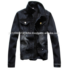 Veste de moto en denim noir 100% coton OEM Veste de jeans coupe-vent brodée en gros